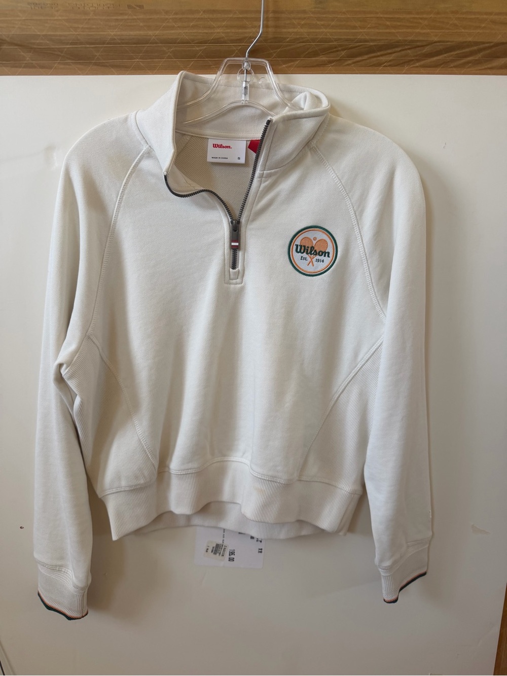 Wilson Cream Quarter-Zip Sweatshirt with Logo Patch